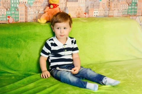 A child with a smartphone Stock Photos