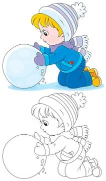 Child with a snowball Stock Illustration