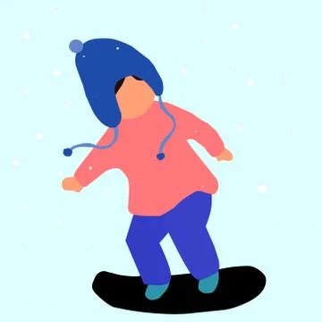 Child Snowboarding Stock Illustration
