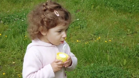 Child with soap bubbles Stock Footage