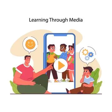 Child socialization skill development. Dad teaching his little son to make Stock Illustration