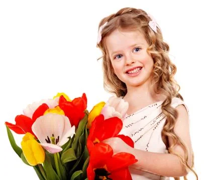 Child with spring flower. Stock Photos