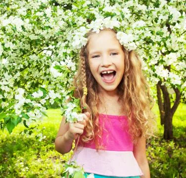 Child at spring Stock Photos