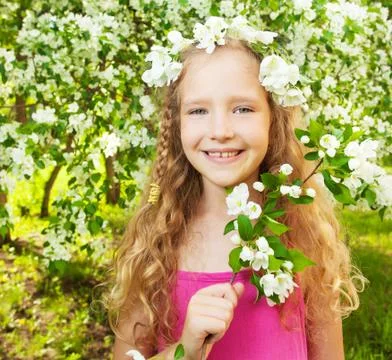 Child at spring Stock Photos