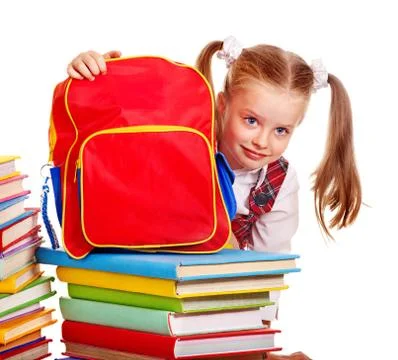 Child with stack book. Stock Photos