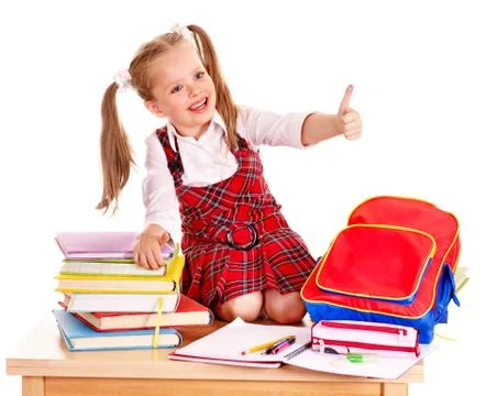 Child with stack book. Stock Photos
