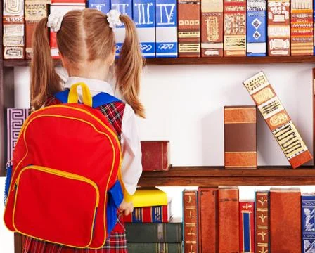 Child with stack book. Stock Photos