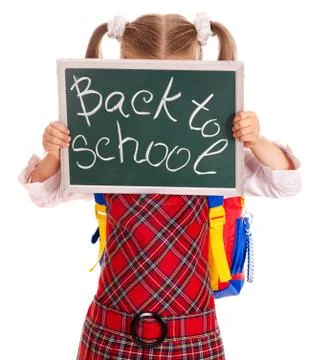 Child with stack book. Foto stock