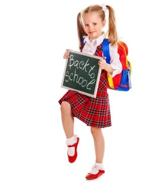 Child with stack book. Foto stock