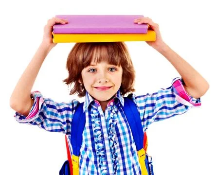 Child with stack of books. Stock Photos