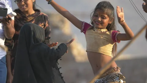 A child street dancer in India Stock Footage 131213853