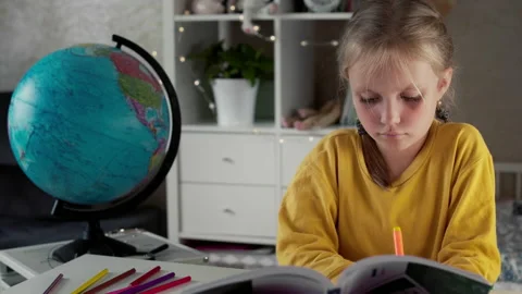 Child student doing homework Stock Footage 161418421