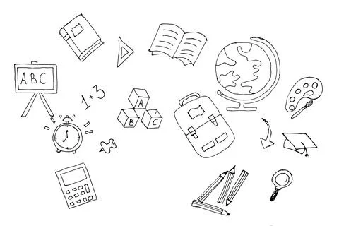 Child studies remotely at school. back to school Stock Illustration