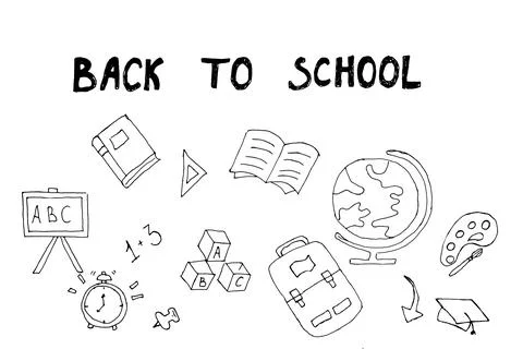 Child studies remotely at school. back to school Stock Illustration