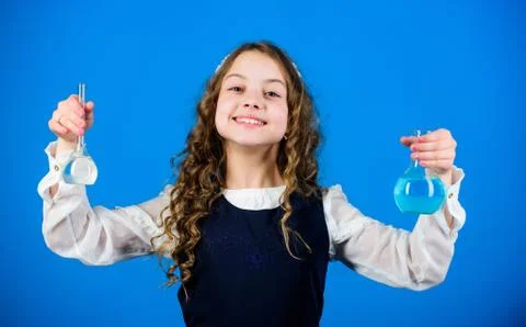 Child study bilogy lesson. education and knowledge. Future. science research in Stock Photos