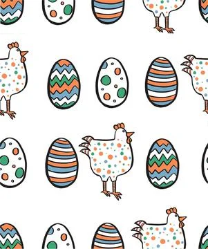 Child style easter hen. Set. Vector illustration Stock Illustration