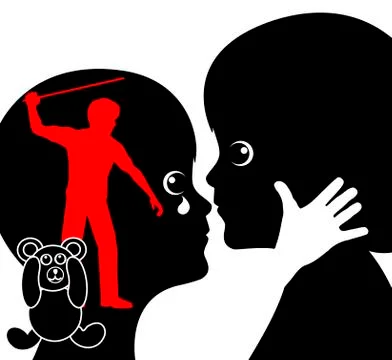 Child suffering from corporal punishment Illustrazione stock