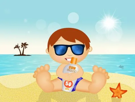 Child with sun high protection Stock Illustration