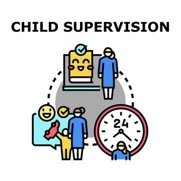 Child supervision and care vector concept illustrating support Stock Illustration