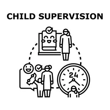 Child supervision and care vector concept illustrating support Stock Illustration