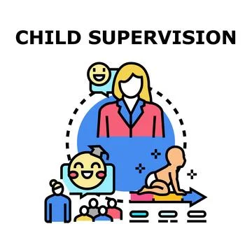 Child supervision and development from infant to student Stock Illustration