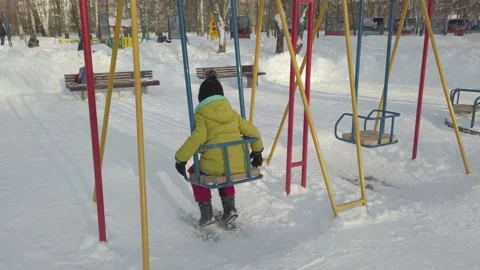 The child is swinging on a swing Stock Footage 150711170