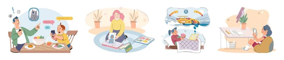 Child with tablet. The concept child with tablet highlights influence digital Stock Illustration