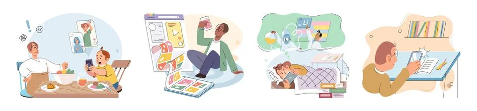 Child with tablet. Electronic devices, like tablets, have transformed way Illustrazione stock