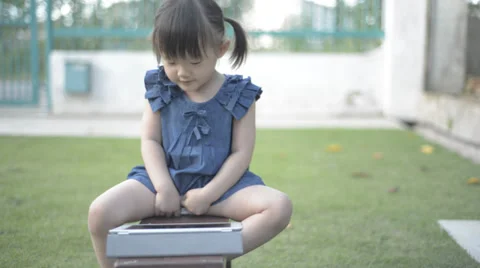 Child with tablet Stock Footage 29244213