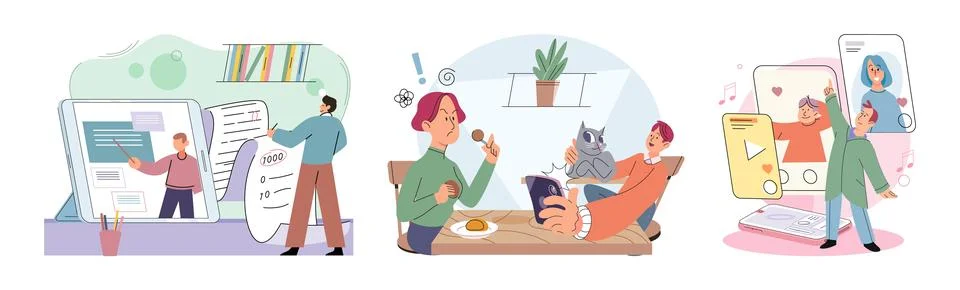 Child with tablet. The internet provides vast repository information for kids to Illustrazione stock