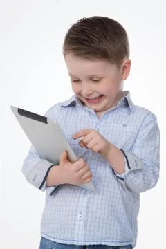 Child with tablet 스톡 사진