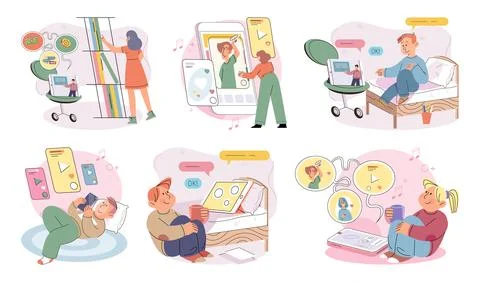 Child with tablet. Toddlers using digital tablets develop early cognitive and Stock Illustration