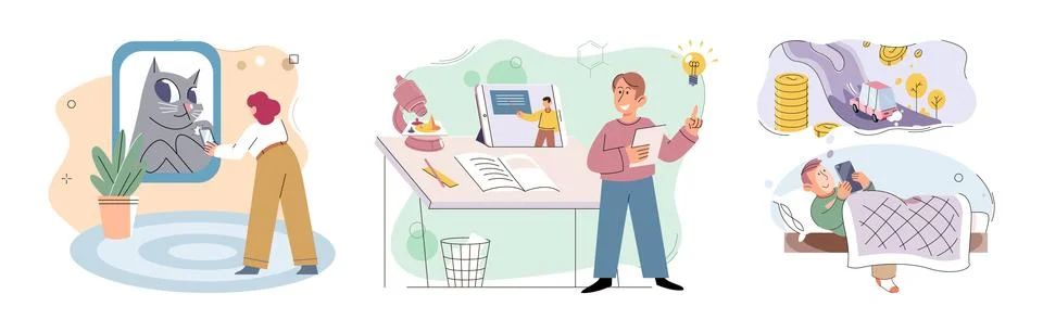 Child with tablet. Using digital tablet allows children to have more immersive Stock Illustration