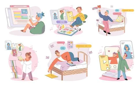 Child with tablet. Using tablet for studying enhances childs learning experience Stock Illustration