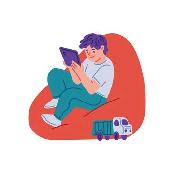 Child with tablet vector illustration Stock Illustration