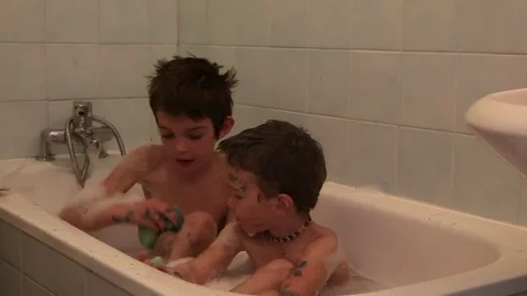 Child taking a bath Stock Footage 83343810