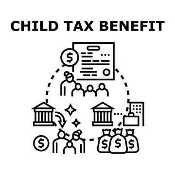 Child tax benefit program providing family financial support 스톡 일러스트