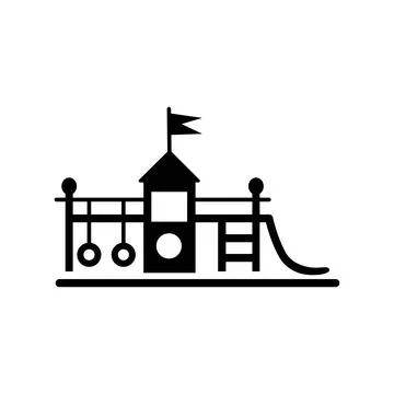 Child teeter vector Icon playground symbol sing. Stock Illustration