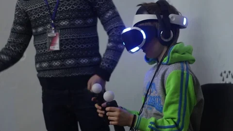 Child Test virtual reality device Stock Footage 81789091