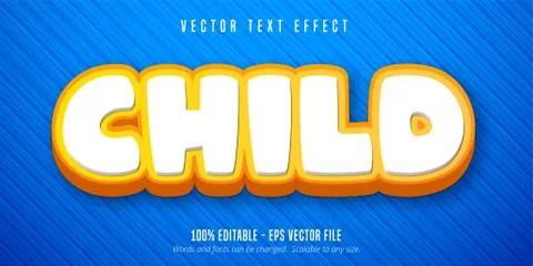 Child text, cartoon style editable text effect Stock Illustration