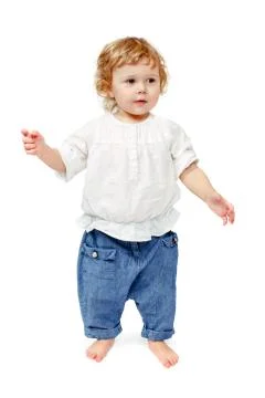 Child thinking  on a white background Stock Photos