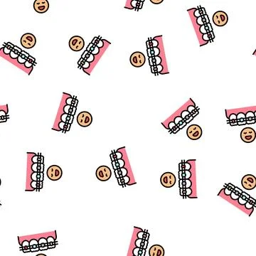 Child tooth braces vector seamless pattern Illustrazione stock