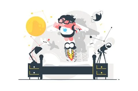 Child with toy rocket Stock Illustration