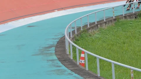 Child training at inline skating in rollerdrome. Stock Footage 115494534