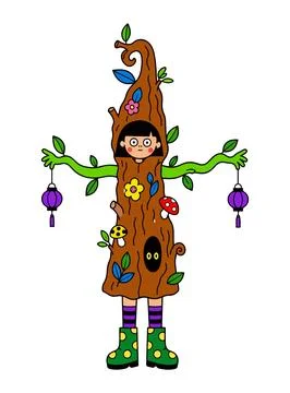 Child in a Tree Costume Stock Illustration