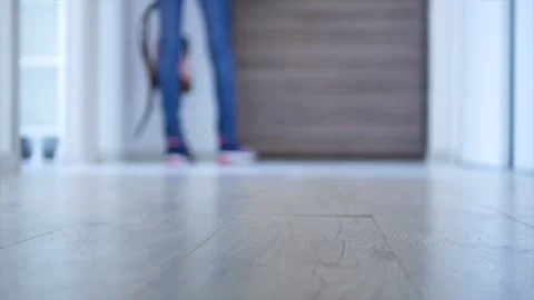 Child Turn Off the Light then Went to School, Girl Switch the Light Off , Kid Stock-Footage 346678420