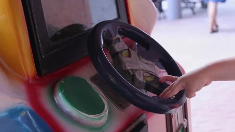 The child turns the steering wheel. Stock-Footage 218316690