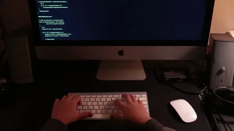 Child Typing Code on Computer Keyboard Stock Video Stock Footage 57374281