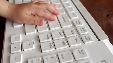 Child typing Stock Footage 76680493
