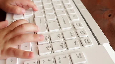Child typing Stock Footage 76680506